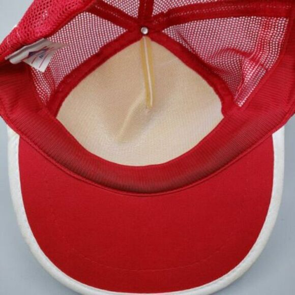 Vintage 90 3 Stripe Minidoka '95 Shoot Out Trucker SnapBack Hat Cannon Red white - Picture 6 of 8